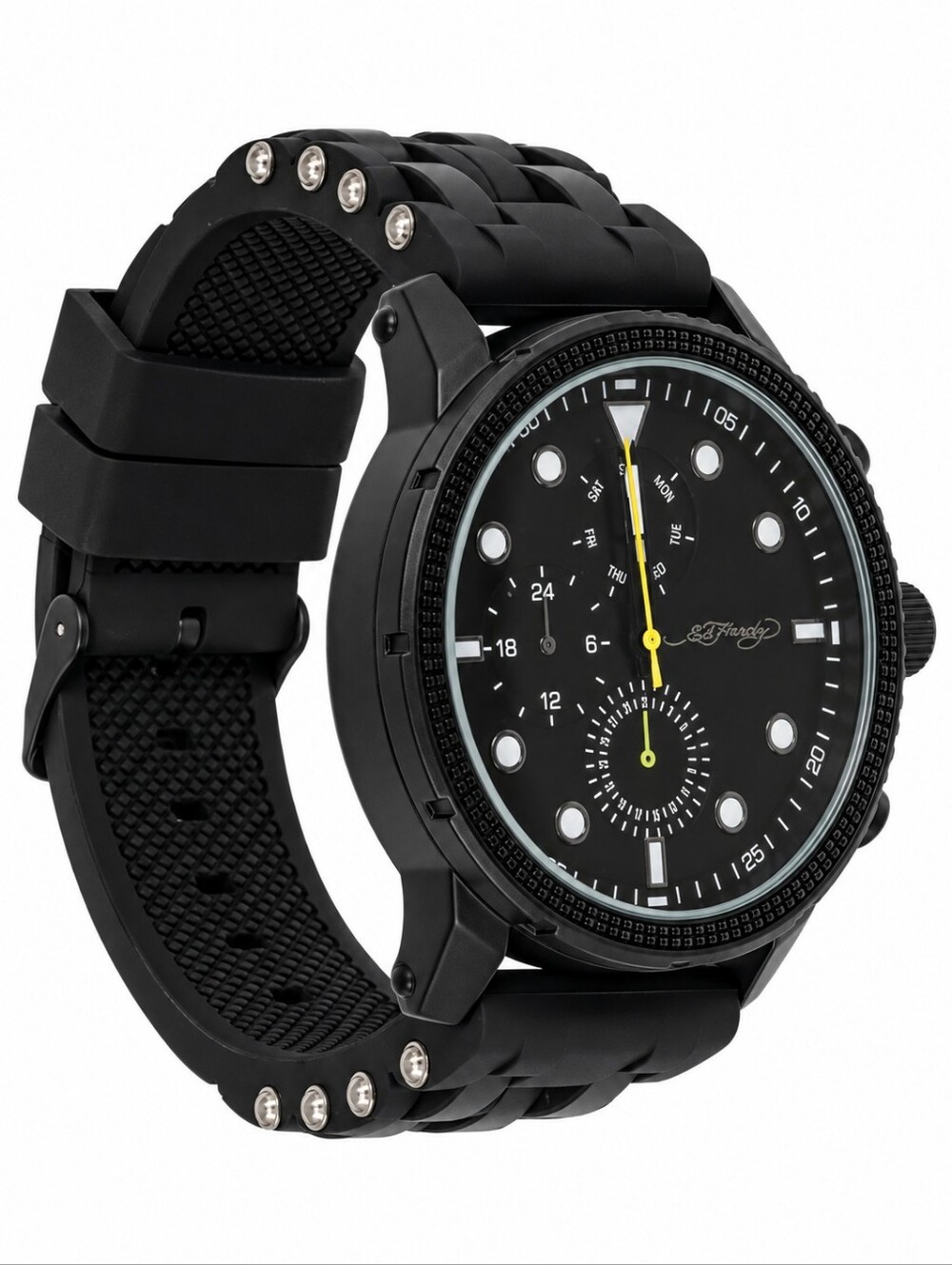 NWT Ed Hardy Men’s Black Silicone Strap Watch 48mm 50444B-42-G02